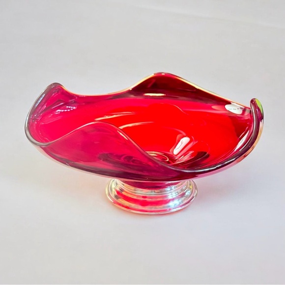 ❤️Viking Ruby Red & Sterling Silver Pedestal Bowl - Picture 2 of 10